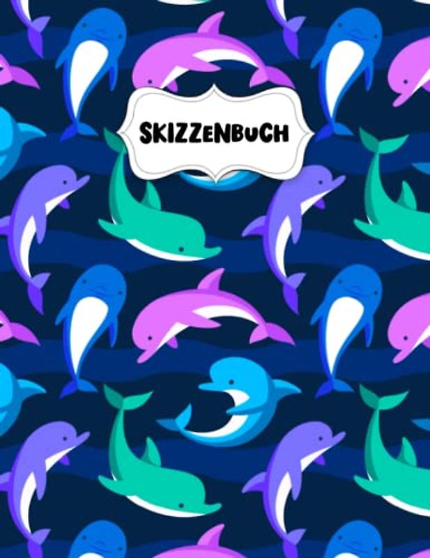 Skizzenbuch: Niedliche Baby Delfine Zeichenblock A4 für Kinder: Blanko Zeichenmappe A4 Zeichen Block