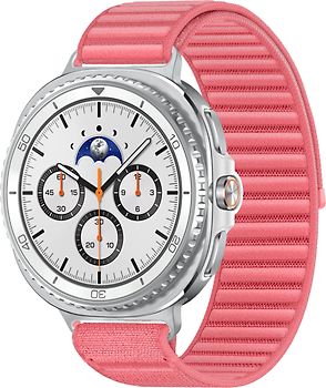 Samsung Galaxy Watch8 Classic 46 mm Boîtier aluminium blanc sur Confort S/M corail [Wi-Fi + 4G]