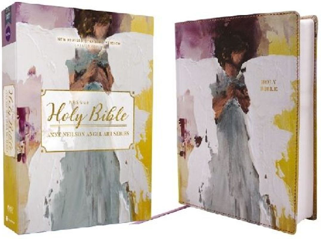 Nrsvue, Holy Bible, Anne Neilson Angel Art Series, Leathersoft, Multi-Purple, Comfort Print