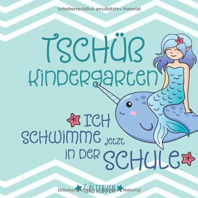 Gästebuch: zur Einschulung mit Meerjungfrau | Geschenkidee zum 1. Schultag | 21 x 21cm, Softcover, 100 Seiten zum Ausfüllen | Geschenk & Inhalt für die Schultüte | Erinnerungsbuch für Erstklässler