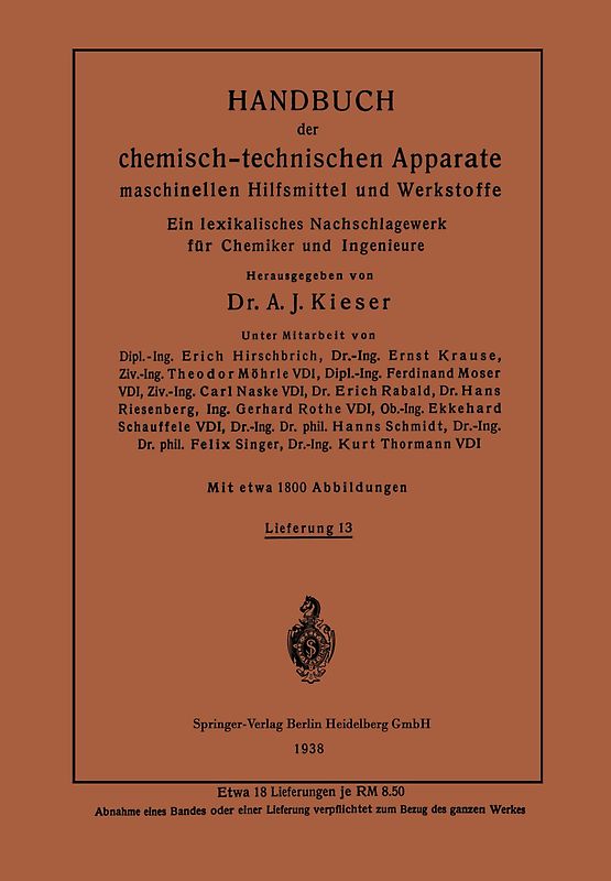 Handbuch der chemisch-technischen Apparate maschinellen Hilfsmittel und Werkstoffe