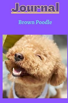 Brown poodle dog journal with a purple background
