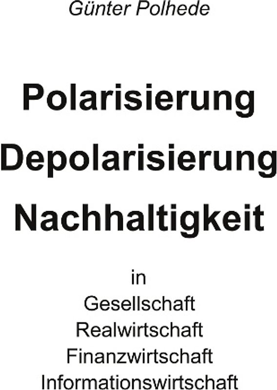 Polarisierung Depolarisierung Nachhaltigkeit in Gesellschaft Realwirtschaft Finanzwirtschaft Informationswirtschaft
