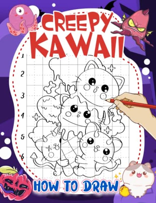 How To Draw Creepy Kawaii: Horror Drawing Book With 25 Step-By-Step And Basic Pictures Inside | Gifts For Teens, Boy, Girls To Relax And Have Fun