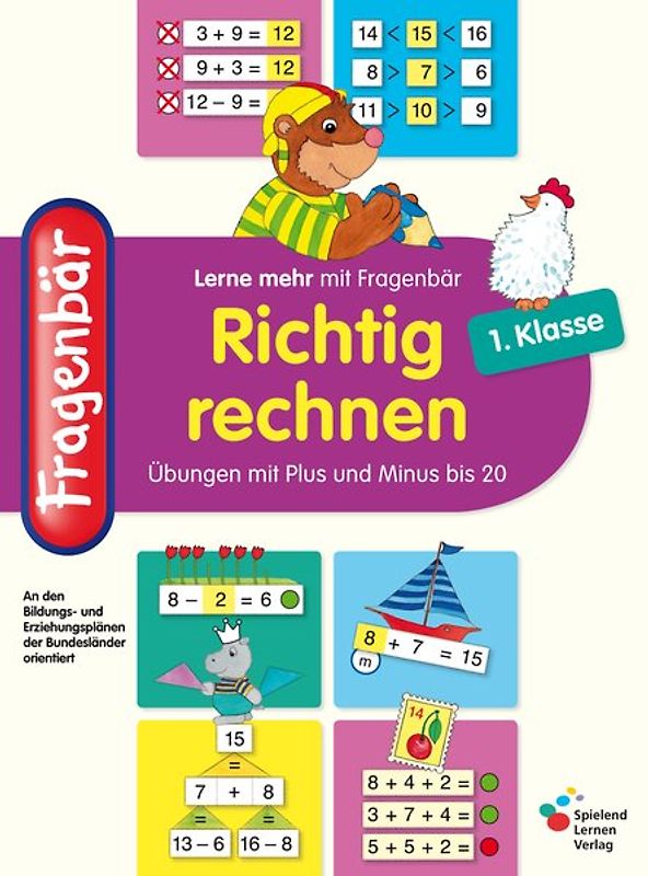 Fragenbär - Richtig rechnen 1. Klasse. Übungen mit Plus und Minus bis 20