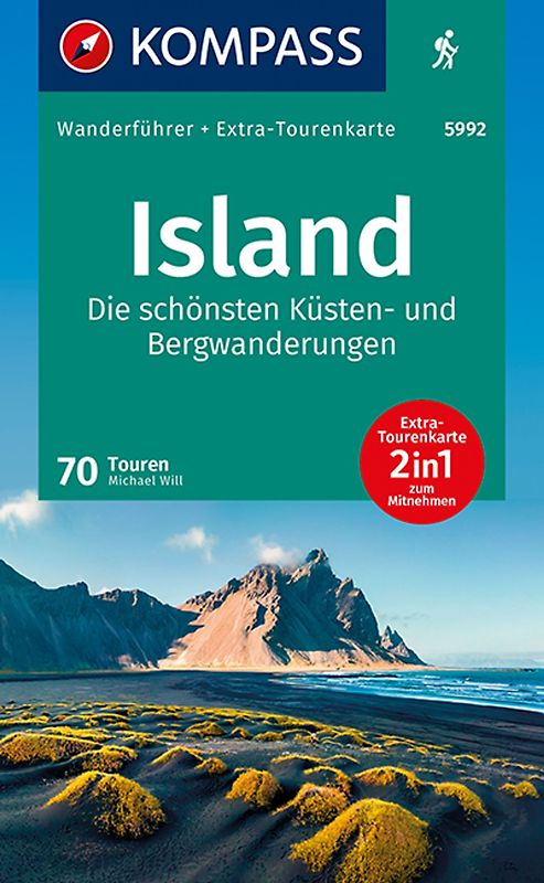 KOMPASS Wanderführer Island, 70 Touren mit Extra-Tourenkarte