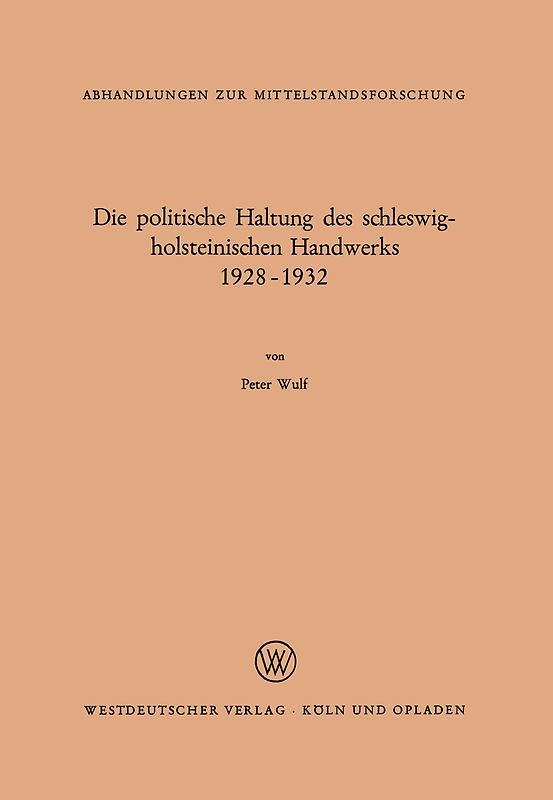 Die politische Haltung des schleswig-holsteinischen Handwerks 1928 – 1932