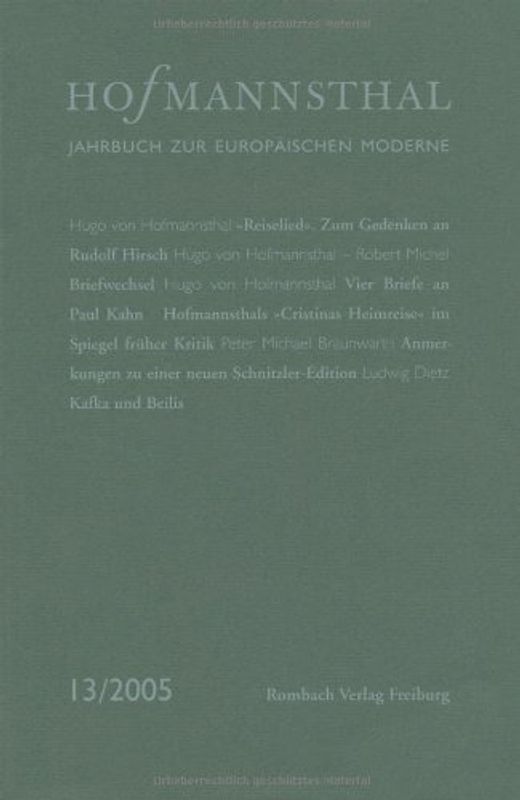 Hofmannsthal-Jahrbuch. Jahrbuch zur europäischen Moderne