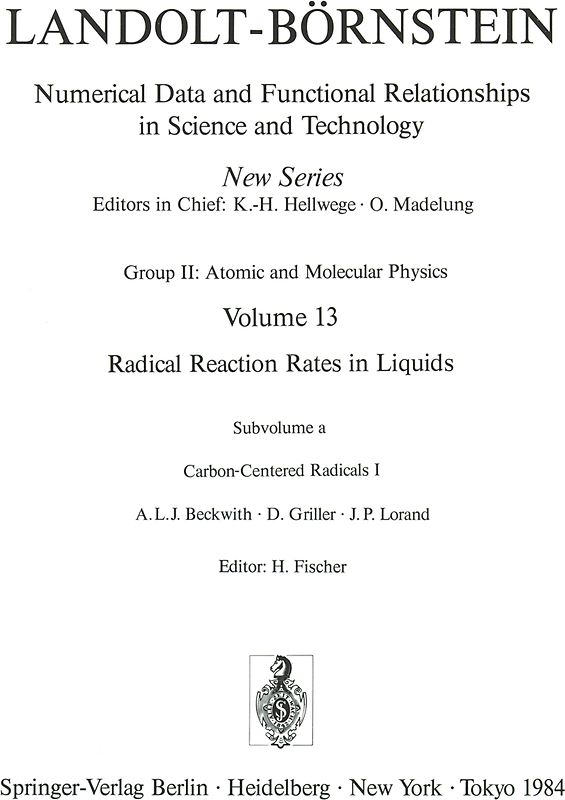 Carbon-Centered Radicals I / Kohlenstoffradikale I