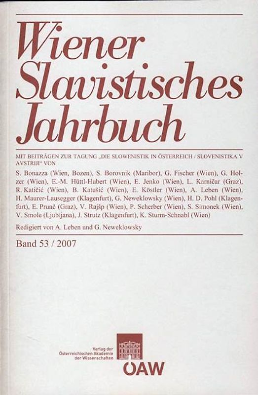 Wiener Slavistisches Jahrbuch / Wiener Slavistisches Jahrbuch Band 53 / 2007
