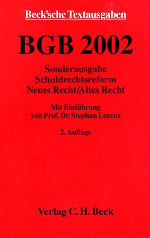 BGB 2002. Sonderausgabe Schuldrechtsreform