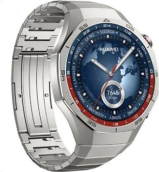 Huawei Watch GT 5 Pro 46 mm Boîtier acier inoxydable argent avec bracelet en titane argent
