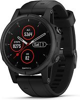 Garmin Fenix 5S Plus 42 mm noir au bracelet en silicone noir [Wifi, Saphir Edition]