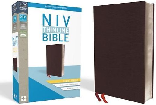 NIV, Thinline Bible, Giant Print, Bonded Leather, Burgundy, Indexed, Red Letter Edition