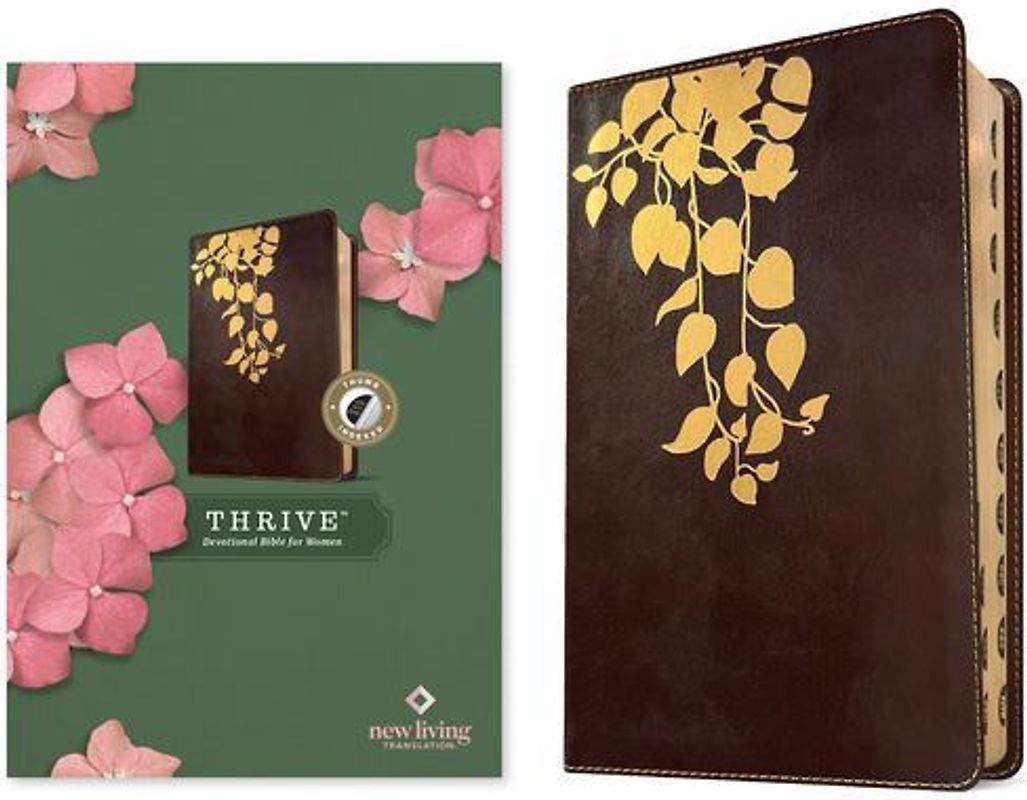 NLT Thrive Devotional Bible for Women (Leatherlike, Cascade Deep Brown, Indexed)