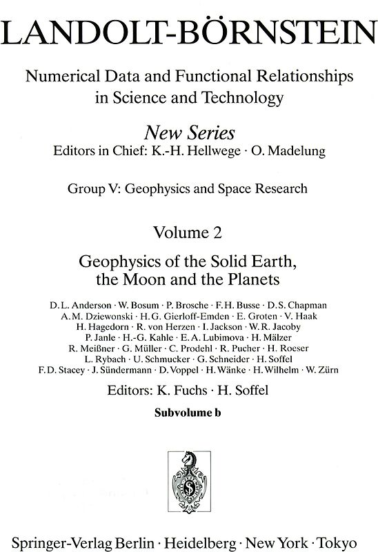 Geophysics of the Solid Earth, the Moon and the Planets