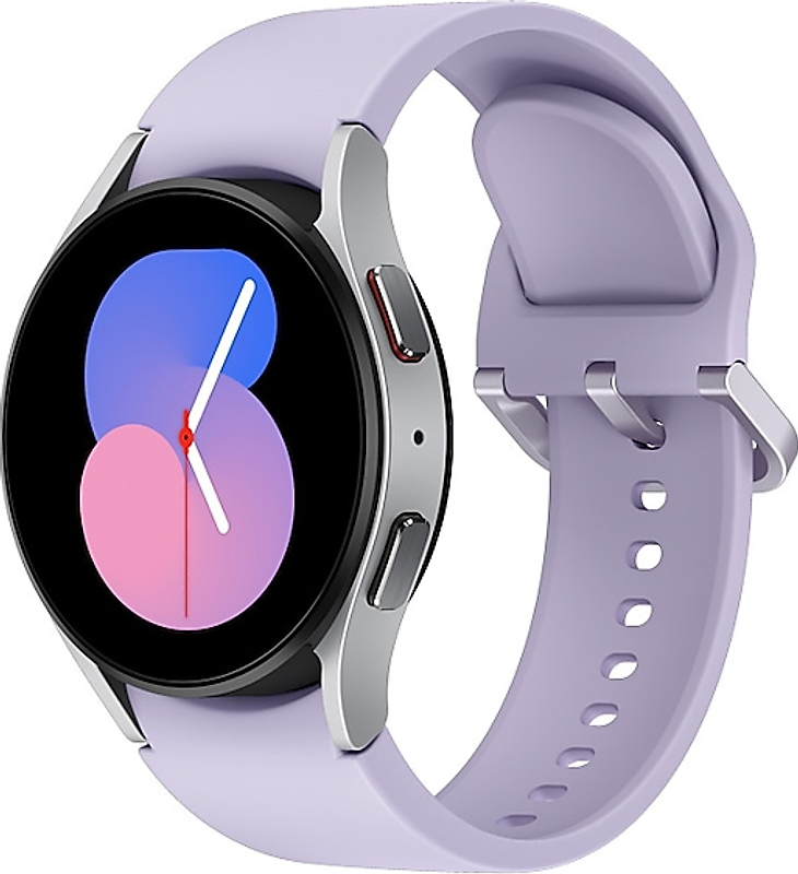 Samsung Galaxy Watch5 40 mm Boîtier en aluminium couleur argent avec bracelet Sport M/L couleur lavande [Wi-Fi]