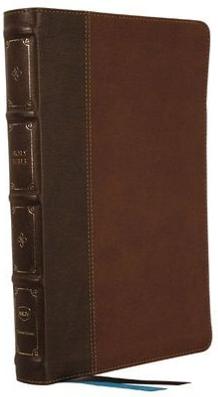 NKJV, Large Print Thinline Reference Bible, Blue Letter, Maclaren Series, Leathersoft, Brown, Comfort Print