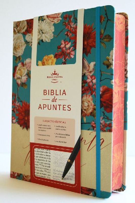 Biblia de Apuntes Rvr 1960 Tapa Dura, Azul Celeste Con Flores (Edición Cantos Pintados) / Spanish Journaling Bible Rvr 1960 Hardcover Light Blue with Flowers