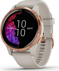 Garmin Venu 43 mm or rose bracelet silicone blanc [Wifi]