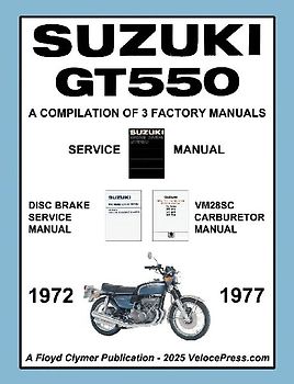 SUZUKI GT550 WORKSHOP MANUAL 1972 to 1977 - A COMPILATION OF 3 ORIGINAL SUZUKI FACTORY MANUALS