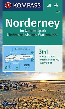 KOMPASS Wanderkarte 729 Norderney im Nationalpark Niedersächsisches Wattenmeer 1:17.500