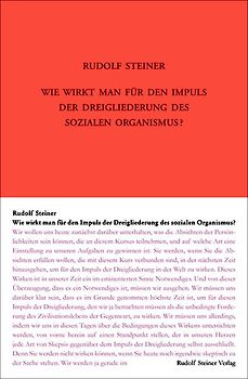 Wie wirkt man für den Impuls der Dreigliederung des sozialen Organismus?