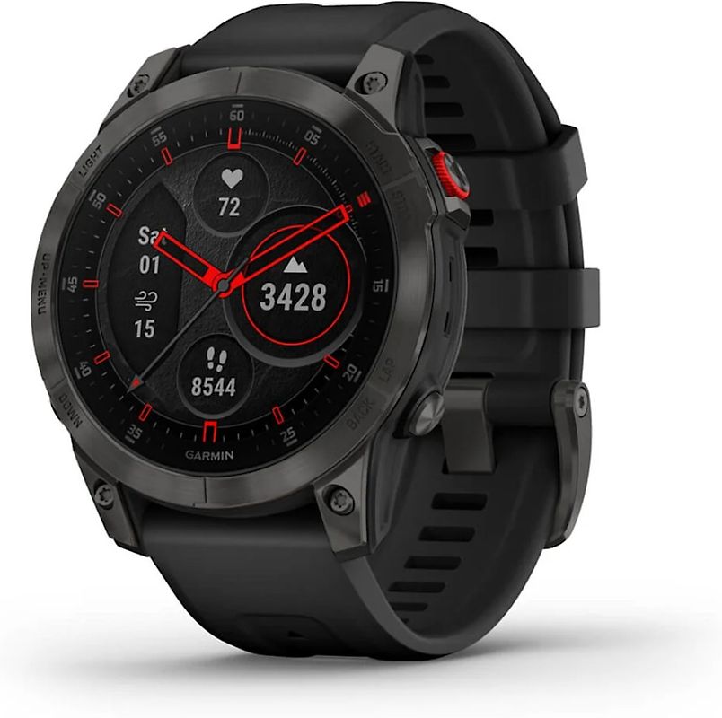 Garmin epix (Gen 2) 47 mm noir/gris Titan DLC avec bracelet en silicone QuickFit gris [Wi-Fi, Sapphire édition]