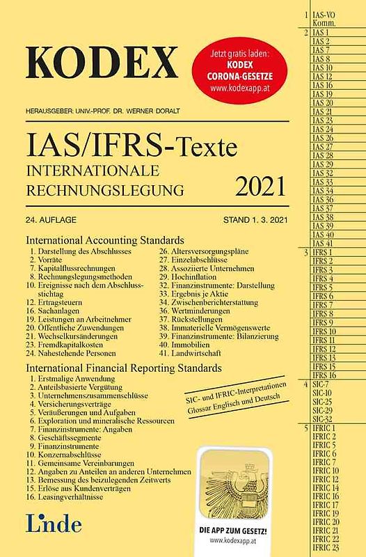 KODEX Internationale Rechnungslegung IAS/IFRS - Texte 2021