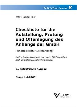 Checkliste für die Aufstellung, Prüfung und Offenlegung des Anhangs der GmbH