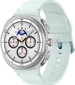 Samsung Galaxy Watch8 Classic 46 mm Boîtier aluminium blanc sur Sport en silicone S/M vert d'eau [Wi-Fi + 4G]