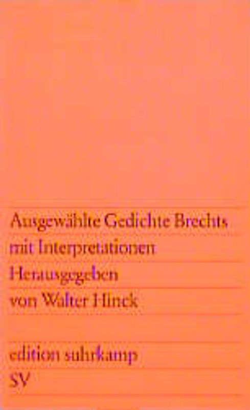 Ausgewählte Gedichte Brechts mit Interpretationen