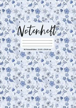 Notenheft: Notenlinienheft: Din A4 Notenblätter Leer Notenzeilen Mit 8 Systemen Notenpapier Blanko Für Kinder & Erwachsene Große Lineatur Musik Schreibheft Leere Notensysteme