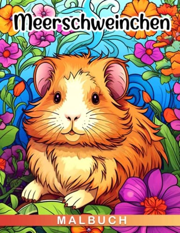 Meerschweinchen Malbuch: Über 30 hochwertige Ausmalbilder von niedlichen Haustieren mit dynamischen Farben zur Entspannung.