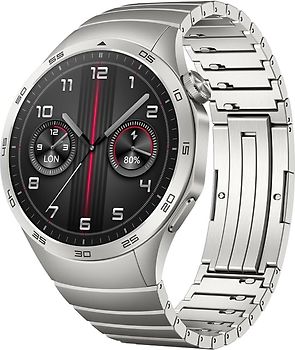Huawei Watch GT 4 46 mm argent et bracelet en acier inoxydable argent