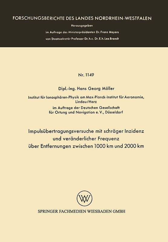Impulsübertragungsversuche mit schräger Inzidenz und veränderlicher Frequenz über Entfernungen zwischen 1000 km und 2000 km