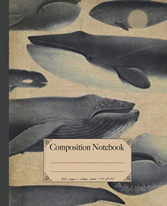 Composition Notebook: Premium Ocean sea life animals whale composition notebook. Vintage dictionary print style 100 page notebook college ruled. ... (Ocean Sea life & sea creatures notebooks.)