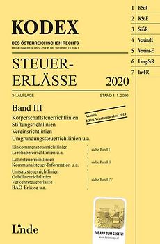 KODEX Steuer-Erlässe 2020 Band III