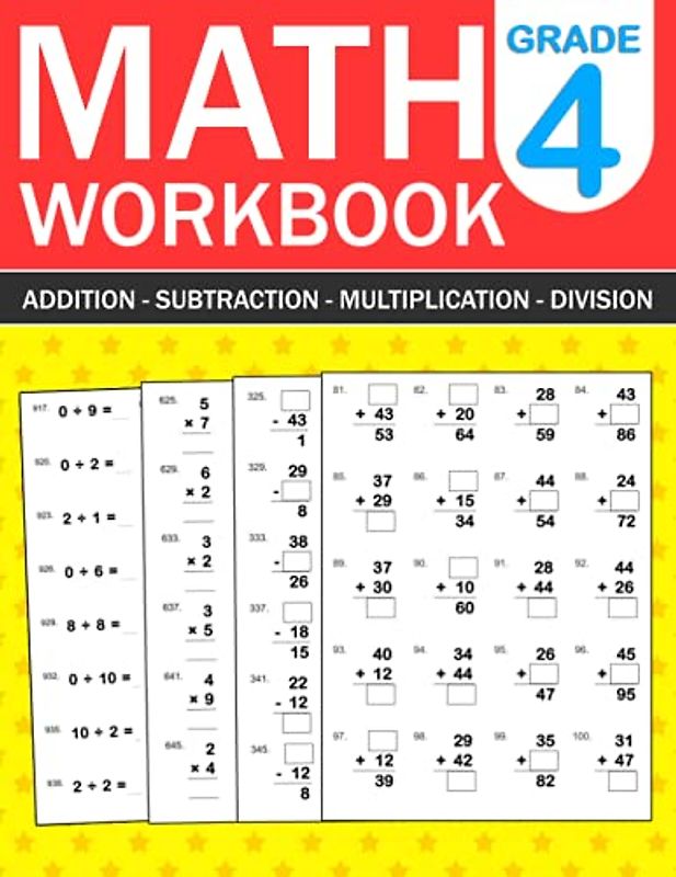 Math Workbook Grade 4: Math Practice Workbook For Grade 4 with Addition,Subtraction,multiplication and division Exercises | 4th grade math workbook | One page per day to be great at math