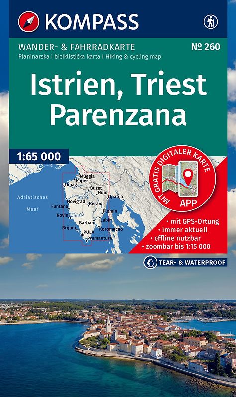KOMPASS Wanderkarte 260 Istrien, Triest, Parenzana 1:65.000