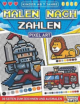 Malen nach Zahlen ab 7 jahre: Malen nach Zahlen ab 7 jahre mädchen jungen | Malen nach Zahlen Kinder Auto Fahrzeuge tiger löwe Tier Dinosaurier wald ... Zahlen Querformat Farben junior jungs malbuch