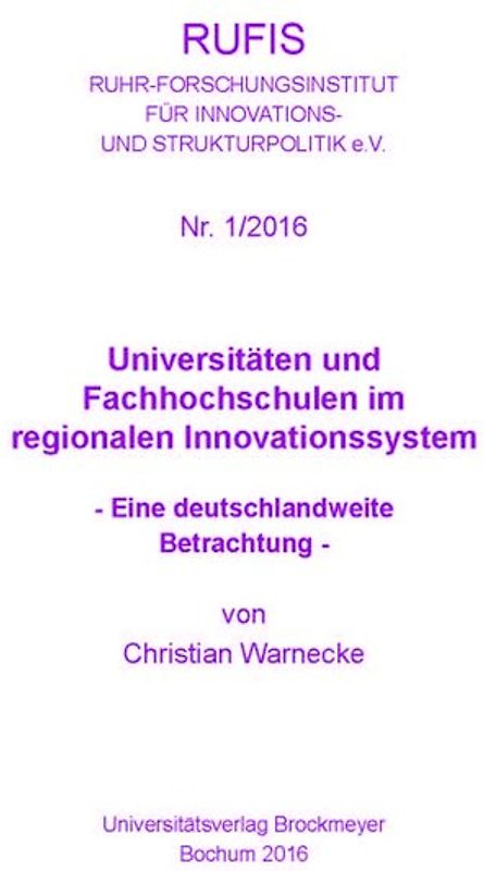 Universitäten und Fachhochschulen im regionalen Innovationssystem