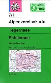 Tegernsee, Schliersee, Mangfallgebirge. Topographische Karte 1:25000 mit Wegmarkierungen und Skirouten