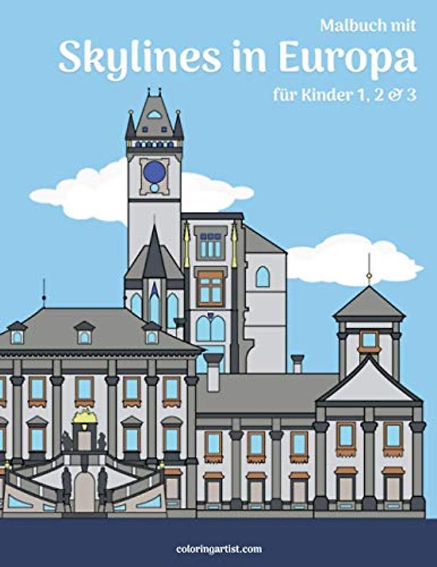 Malbuch mit Skylines in Europa für Kinder 1, 2 & 3