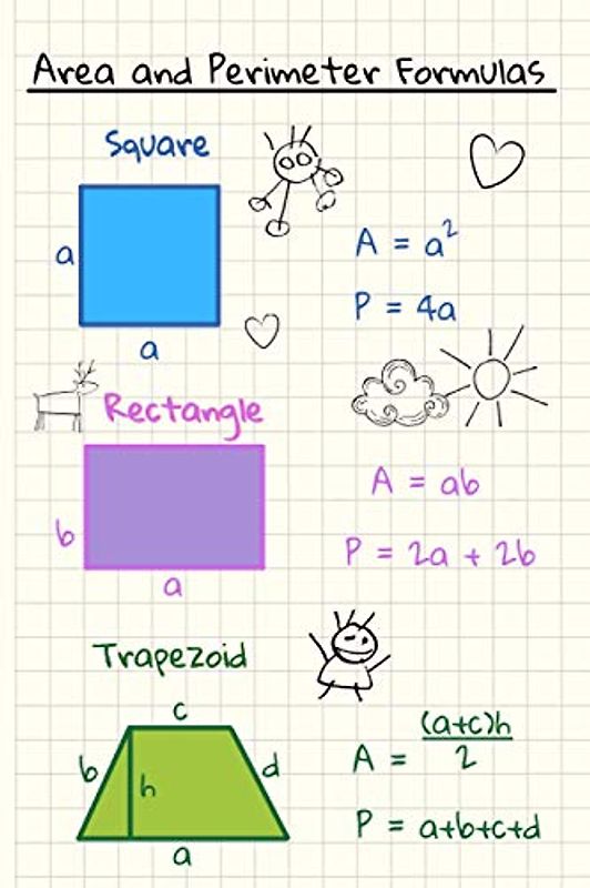 Math Notebook: Area and Perimeter Formulas | Shapes | Geometry | Look Learn Memorize Thanks to Your Notebook | Useful Item to School for Kids Teens ... | 100 Graph Pages (School Subject Notebooks)