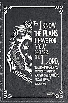 | Christian Gift Journal Black Faux Leather | I Know The Plans Jeremiah 29:11 Bible Verse: Inspirational Christian Notebook 200 Lined Pages 6 x 9 | ... & thanksgiving present For Christians