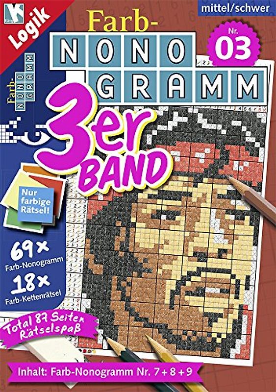 Farb-Nonogramm 3er-Band Nr. 3. Rätsel fürs Auge