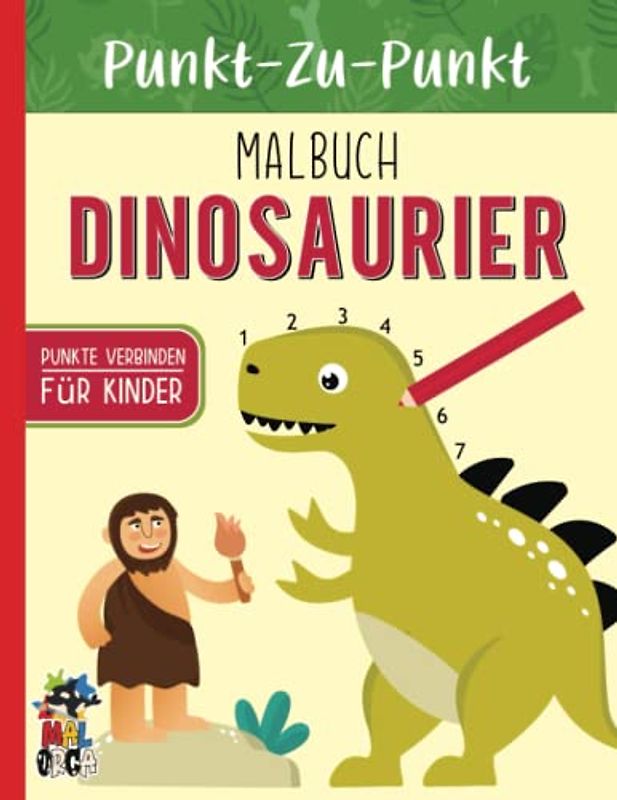 Dinosaurier Punkt zu Punkt Malbuch ab 4 Jahren: Zahlen verbinden bis 20. Kreatives Rätselheft für Kinder von 4-8 Jahren. Geschenk für Jungen und Mädchen