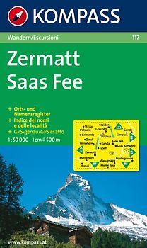 Zermatt - Saas Fee. Wanderkarte GPS-genau. 1:50000