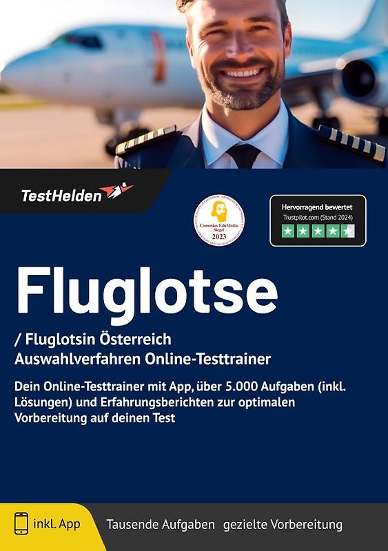 Fluglotse / Fluglotsin Österreich Auswahlverfahren: Online-Testtrainer | Dein Online-Testtrainer mit App, über 5.000 Aufgaben (inkl. Lösungen) und Erfahrungsberichten zur optimalen Vorbereitung auf deinen Test